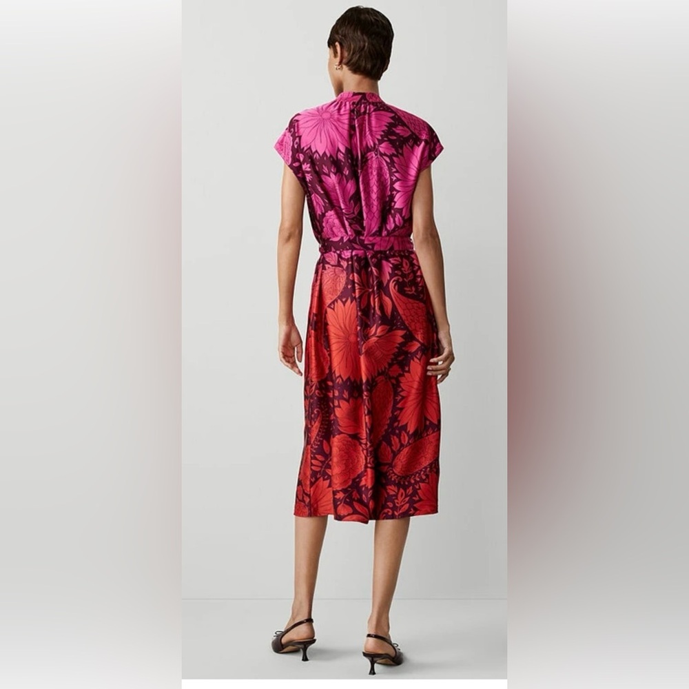 Ann Taylor Fuchsia and Red Floral Midi Dress - Picture 3 of 6